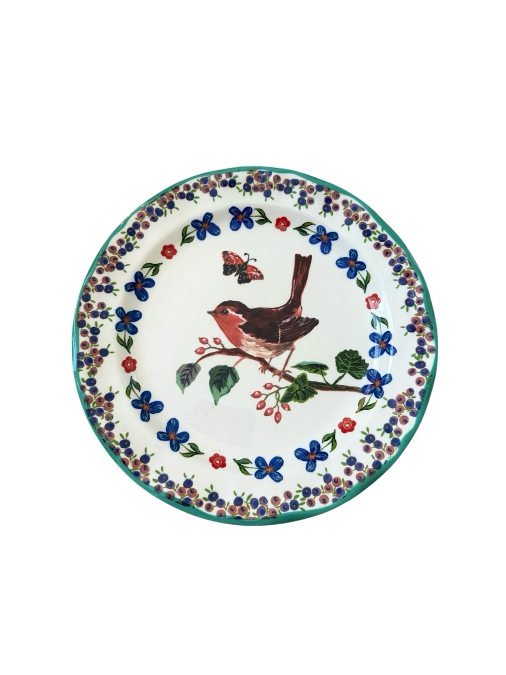 Anthropologie‎ x Nathalie Lete Bird Butterfly Floral Dining Dessert Plate